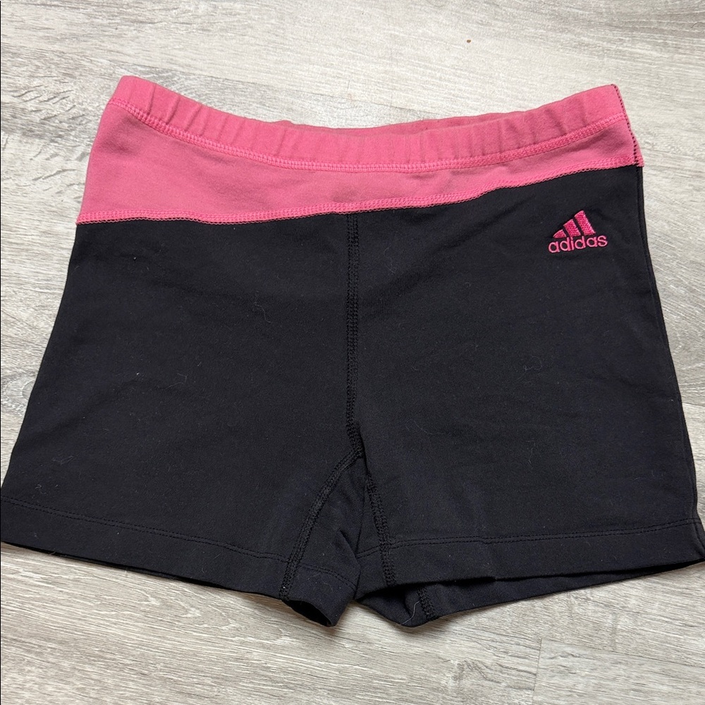 adidas Black and Pink Athletic Biker Shorts